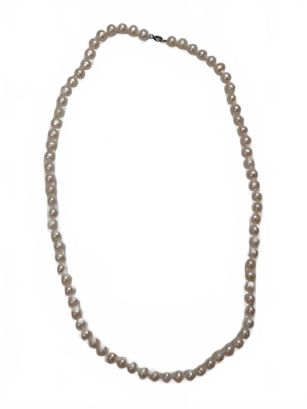Vintage Mid-Century 925 / Sterling Silver 16" Faux Pearl Necklace / Beautiful!